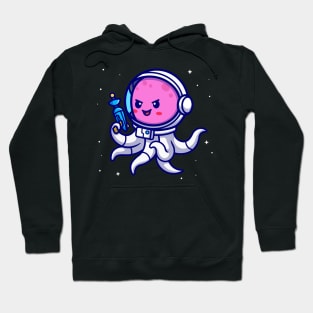 Cute Octopus Astronaut Holding Weapon Cartoon Hoodie